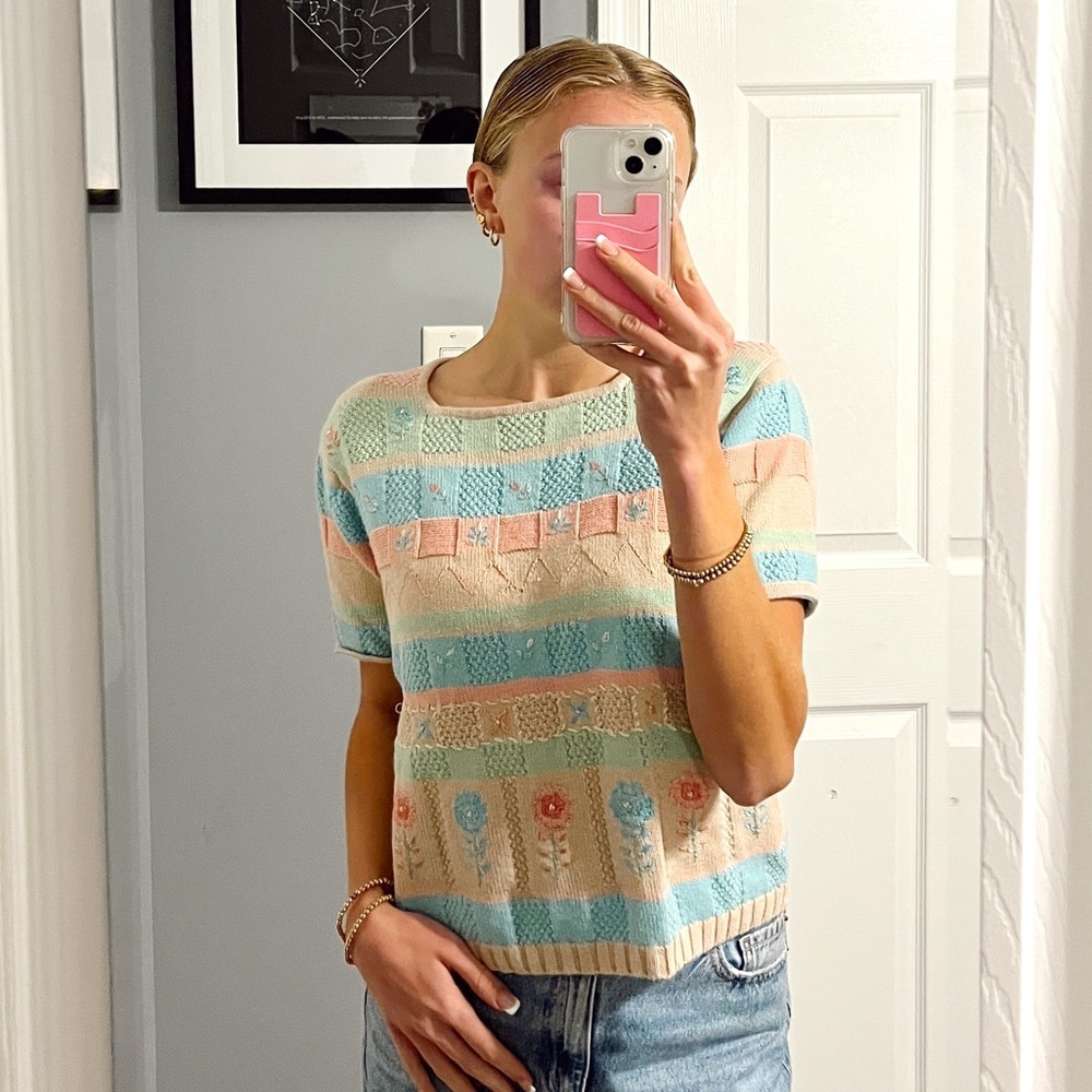 Vintage Pastel Knit Sweater Top